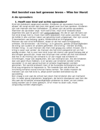 het herstel van het gewone leven samenvatting