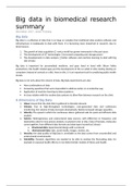 SUMMARY: Big Data in Biomedical Sciences Summary
